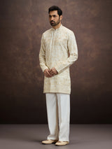 Cream chikankari embroidered kurta pajama for men