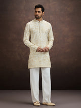 Cream chikankari embroidered kurta pajama for men