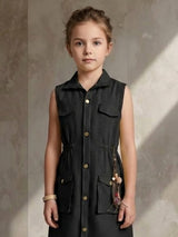 Black safari shirt girls dress