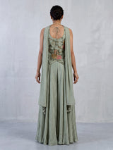Pista green floral embroidered women palazzo suit