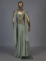Pista green floral embroidered women palazzo suit