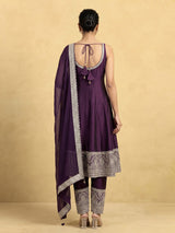 Purple zardosi embroidered women Anarkali salwar suit
