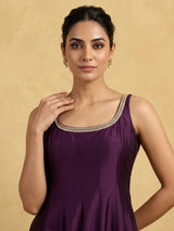 Purple zardosi embroidered women Anarkali salwar suit