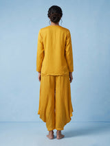 Yellow designer embellished women cowl palazzo suit