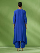 Blue asymmetrical embellished women palazzo suit