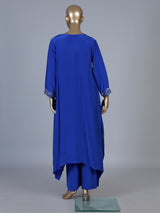 Blue asymmetrical embellished women palazzo suit