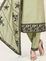 Pista green straight cut festive salwar suit women