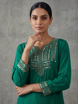 Green asymmetrical embellished women palazzo suit