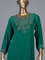 Green asymmetrical embellished women palazzo suit