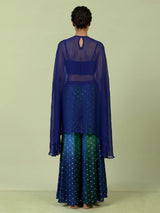Rama blue embellished women palazzo indo western suit