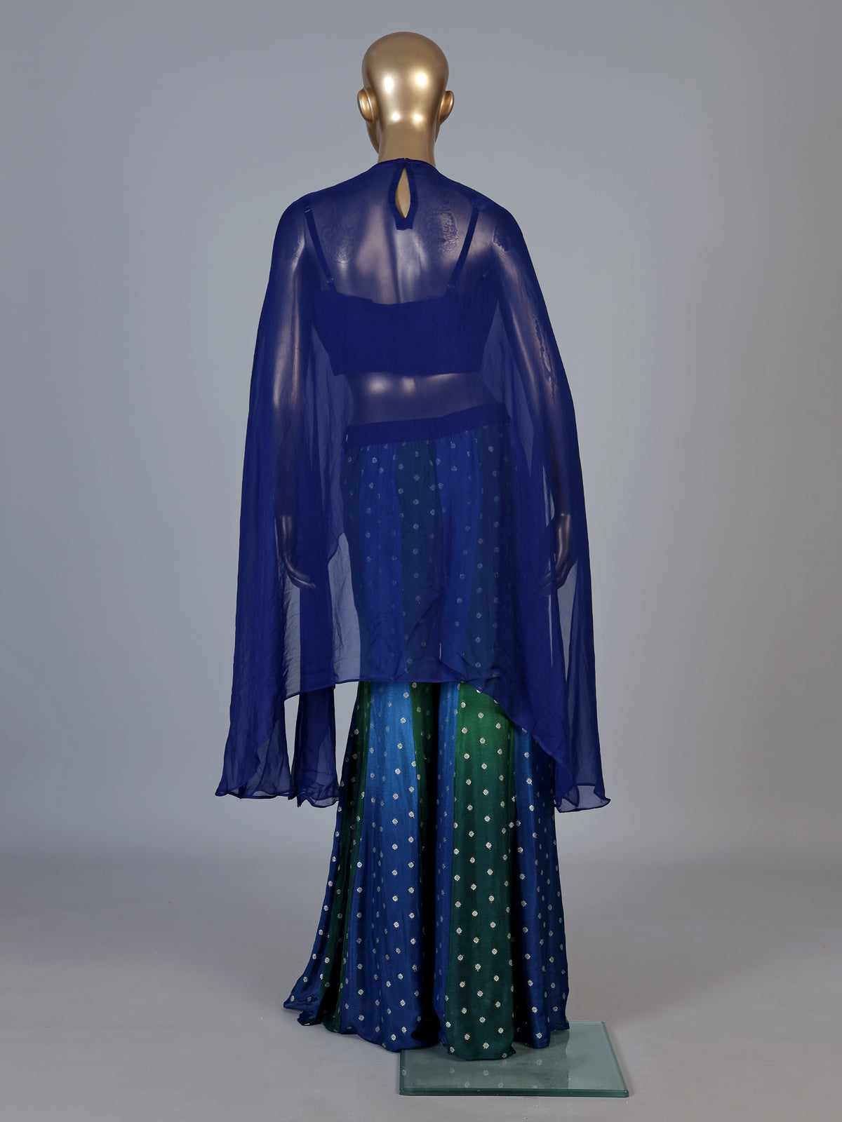Rama blue embellished women palazzo indo western suit