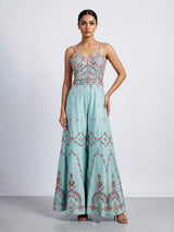 Blue embellished women indo western jumpsuit