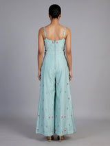 Blue embellished women indo western jumpsuit