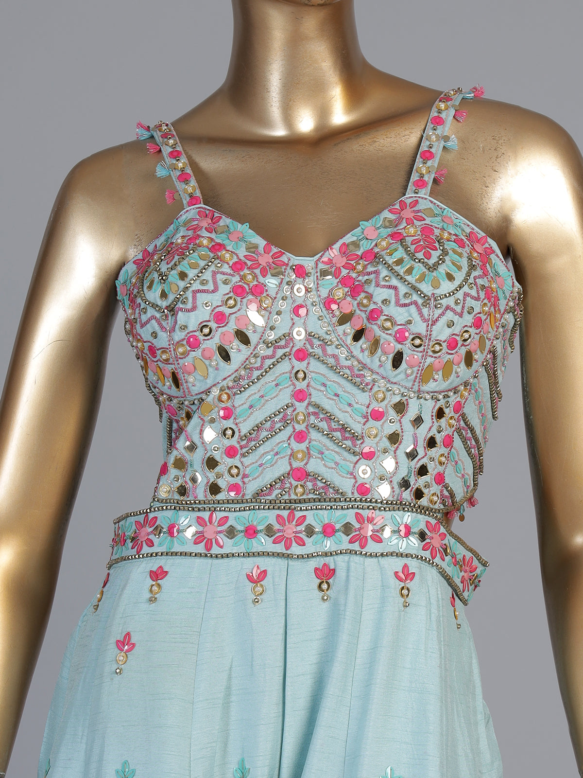 Blue embellished women indo western jumpsuit