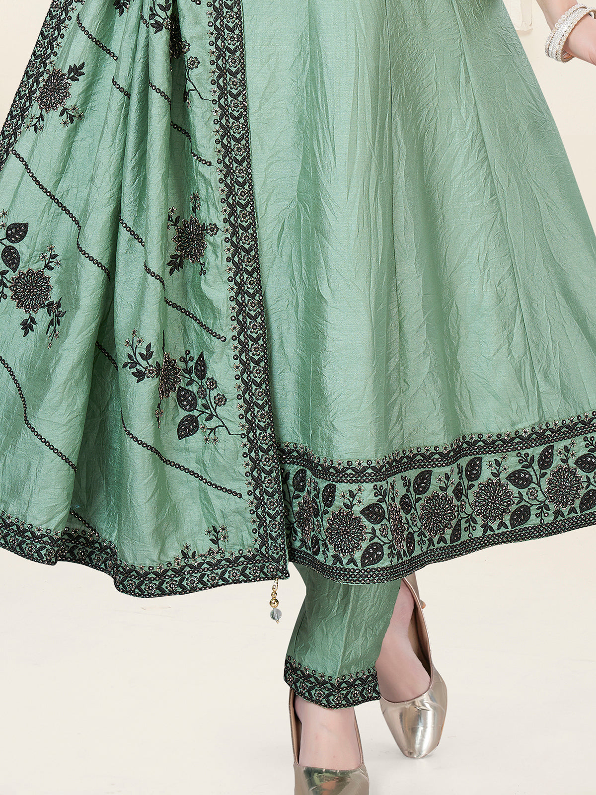 Mint green festive salwar suit for women