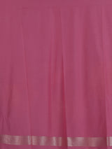 Pink women floral silver zari saree