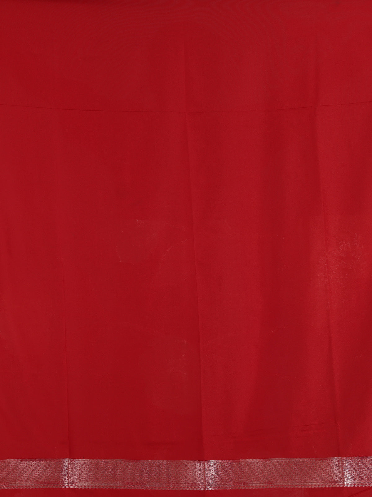 Red women floral silver zari saree