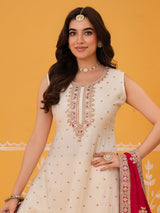 Off white silk festive palazzo suit ensemble