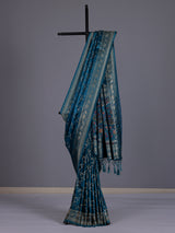 Blue women mughal meenakari zari saree