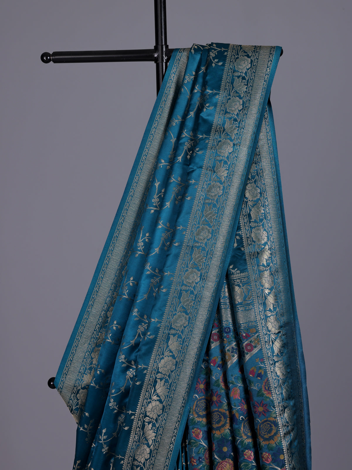 Blue women mughal meenakari zari saree
