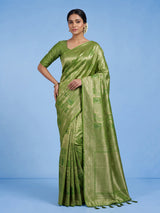 Mehendi women paisley zari saree