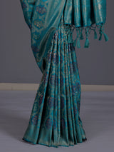 Rama blue women paisley zari saree
