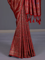 Red women classic zari saree