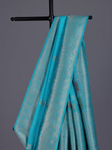 Sky blue women pichwai zari saree
