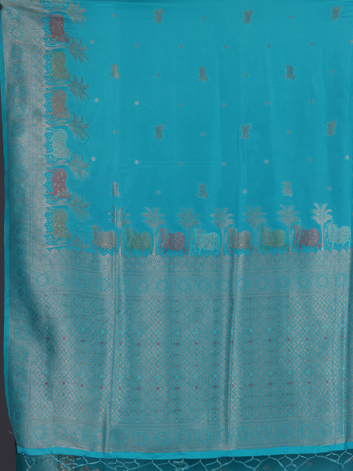 Sky blue women pichwai zari saree