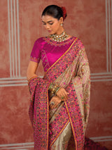 Chiku brown shana silk celebration saree with unstitched blouse