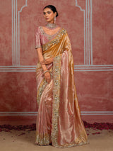 Pink ziraf silk luxury saree with unstitched blouse