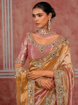 Pink ziraf silk luxury saree with unstitched blouse