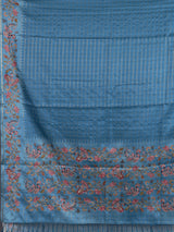 Blue women botanical vine zari saree