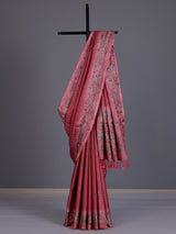 Pink women botanical vine zari saree