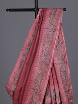 Pink women botanical vine zari saree