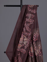 Wine women kalamkari zari saree