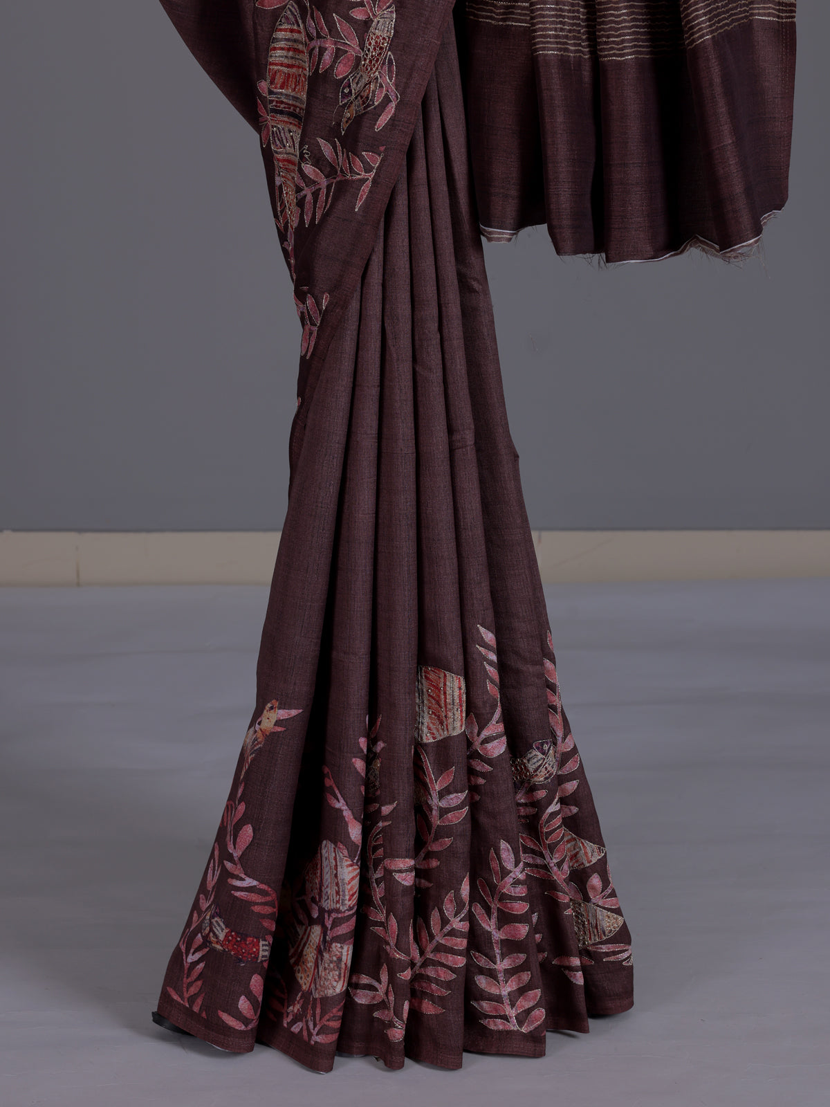Wine women kalamkari zari saree