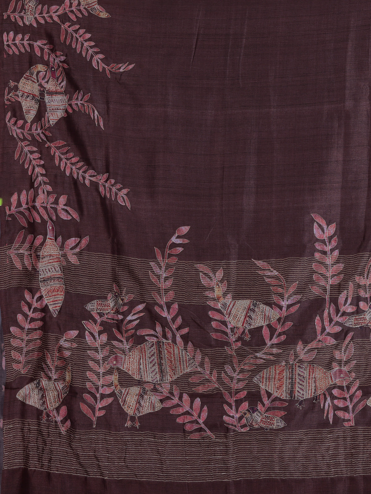 Wine women kalamkari zari saree