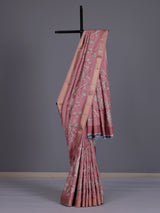 Pink women botanical kantha zari saree