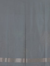 Grey women floral silver zari saree