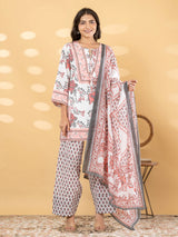 Off white botanical printed women palazzo kurti set
