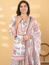 Off white botanical printed women palazzo kurti set