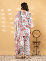 Off white botanical printed women palazzo kurti set