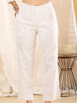 Off white ikat printed women pant kurti set