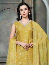 Yellow women bandhani embellished palazzo set