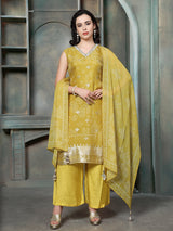 Yellow women bandhani embellished palazzo set