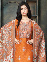 Rust orange women mughal printed kurti set