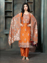 Rust orange women mughal printed kurti set