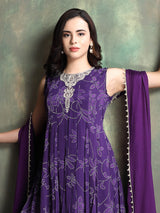 Purple women bandhani floral sharara set