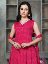 Pink women bandhani embellished sharara set